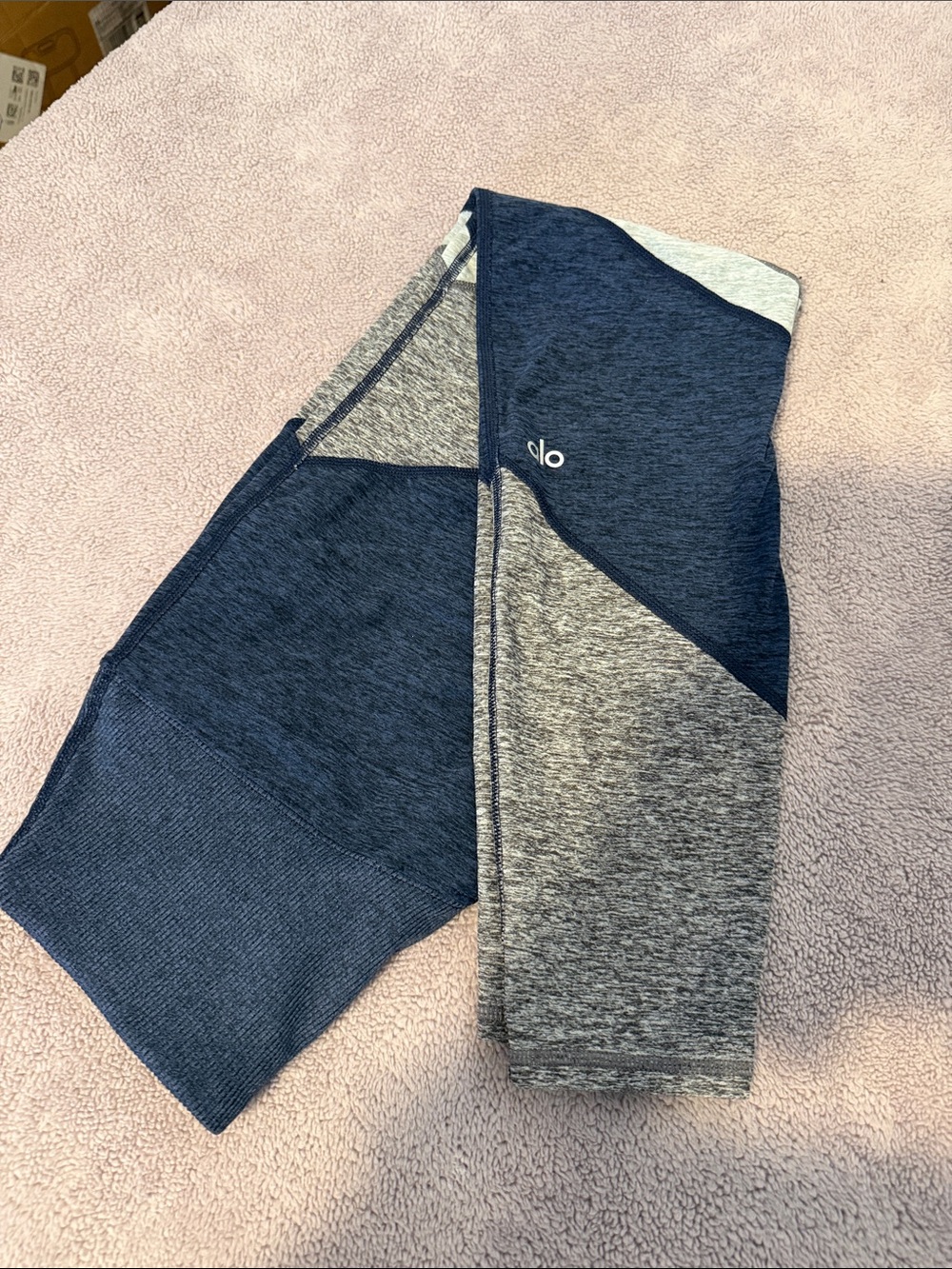 ALO Yoga Two-Tone Navy and Heather Gray Leggings
